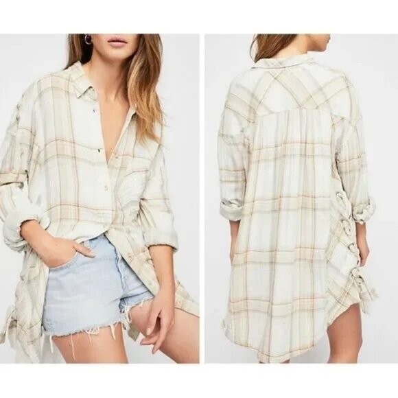 Free People Nordic Day Plaid Tie-Hem Shirt - Picture 2 of 10